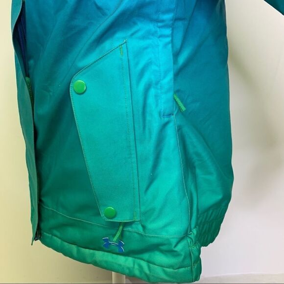 EUC Womens Under Armour Coldgear Fader Blue Green Ombre Ski Jacket Coat Medium - Picture 12 of 12